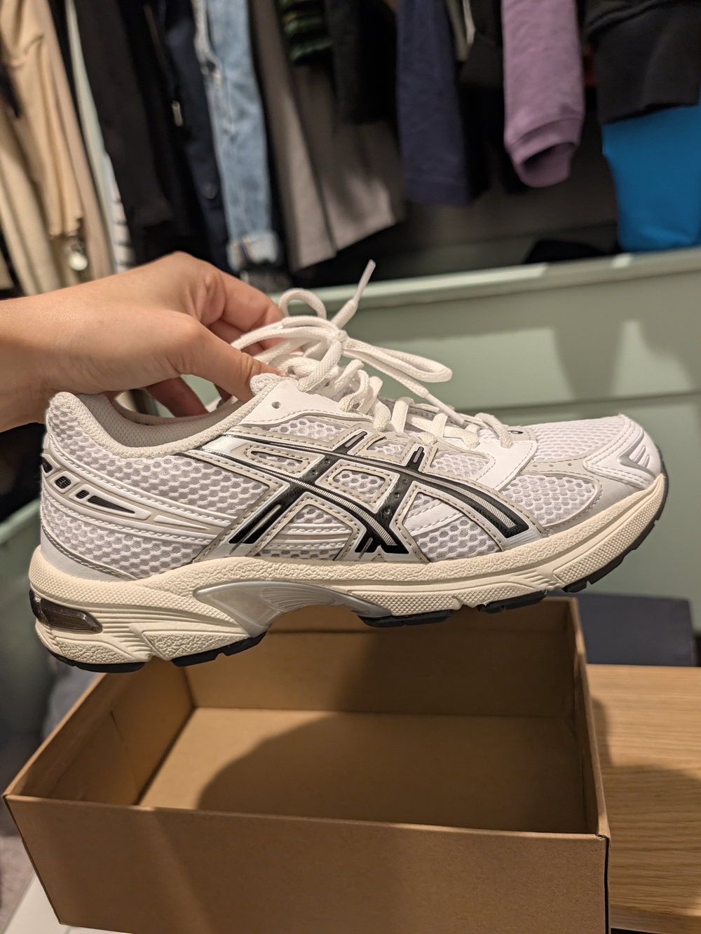 ASICS Women's White Mesh Running Sneaker with Black Accents